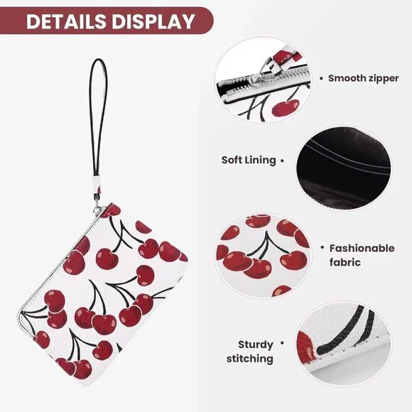 Small Wristlet Purse Women Leather Clutch Evening Party Travel Compact - Picture 3 of 5